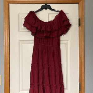 Burgundy full length dress